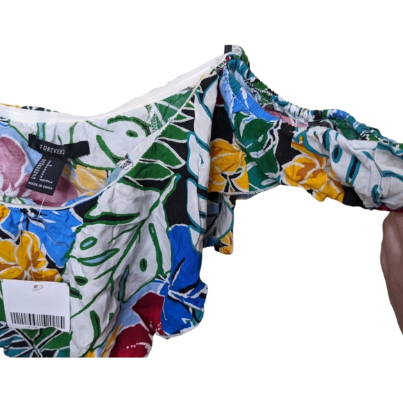 NWT Forever 21 Floral Cold Shoulder Crop Top 🌺 - Picture 14 of 14